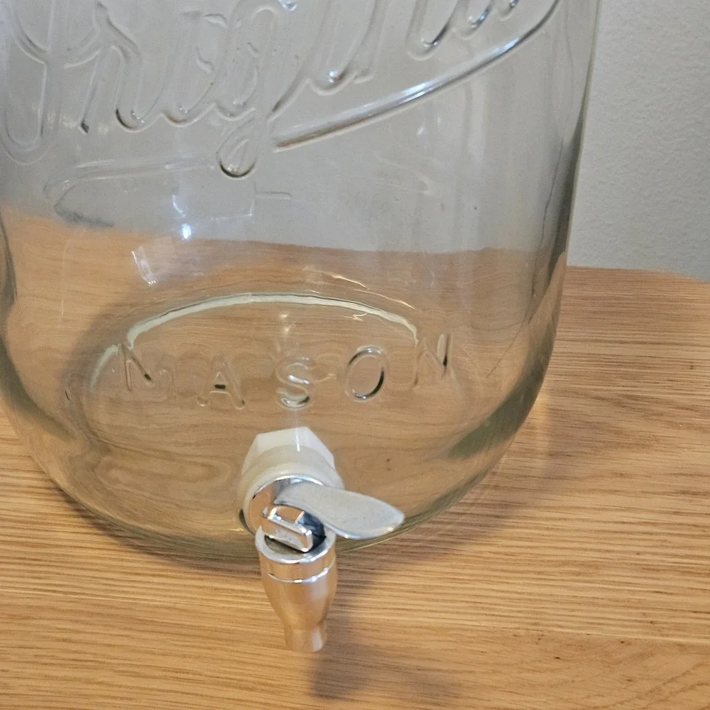 XLarge Original Glass Mason Jar Drink Dispenser Water Jug with Spigot 7000ml